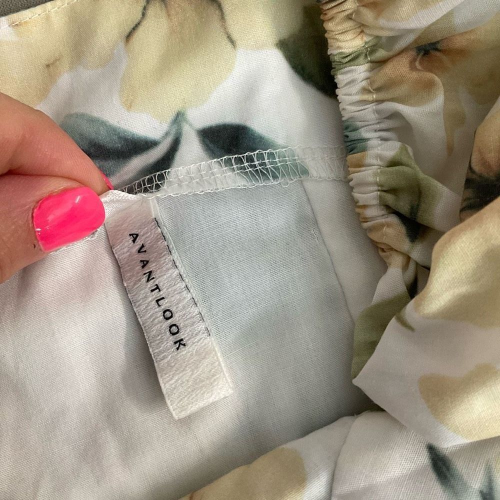 Avant Look Women's Puff Sleeve Off The Shoulder Floral Pleated Dress Cream Size - Picture 11 of 14